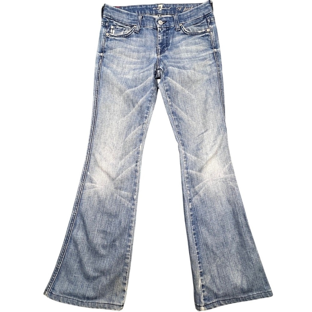 7 For All Mankind Blue Distressed A-Pocket Bootcut Jeans Women 24 Petite